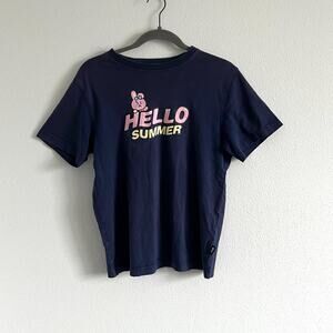 BT21 Navy Blue Cooky "Hello Summer" Short-Sleeved T-Shirt XS Summer Bon Voyage